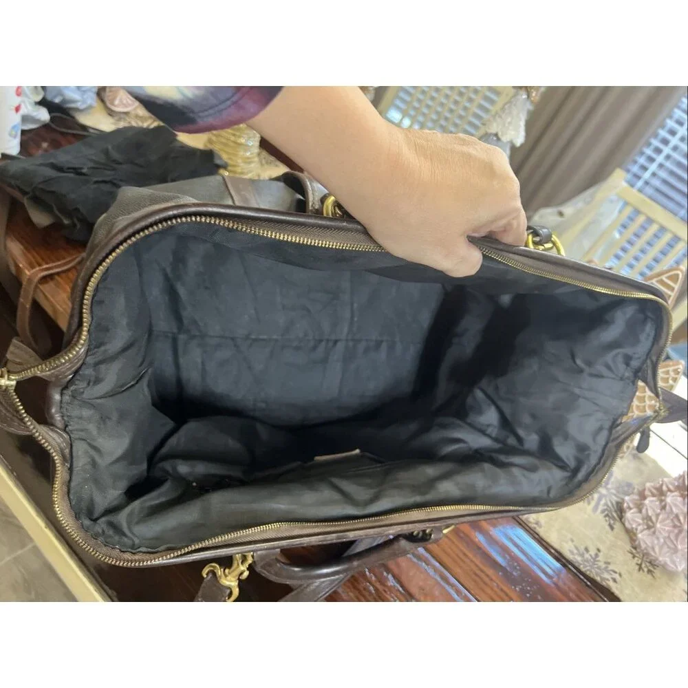 Mayacama Leather And Canvas Weekender Travel Duffel Bag Brown And Black